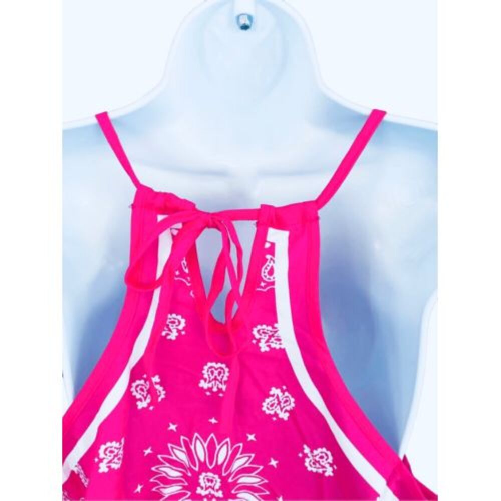 NWT Floral Print Pink& White Bandana Style Adjustable Halter Neck Top SZ 3XL - Picture 6 of 7